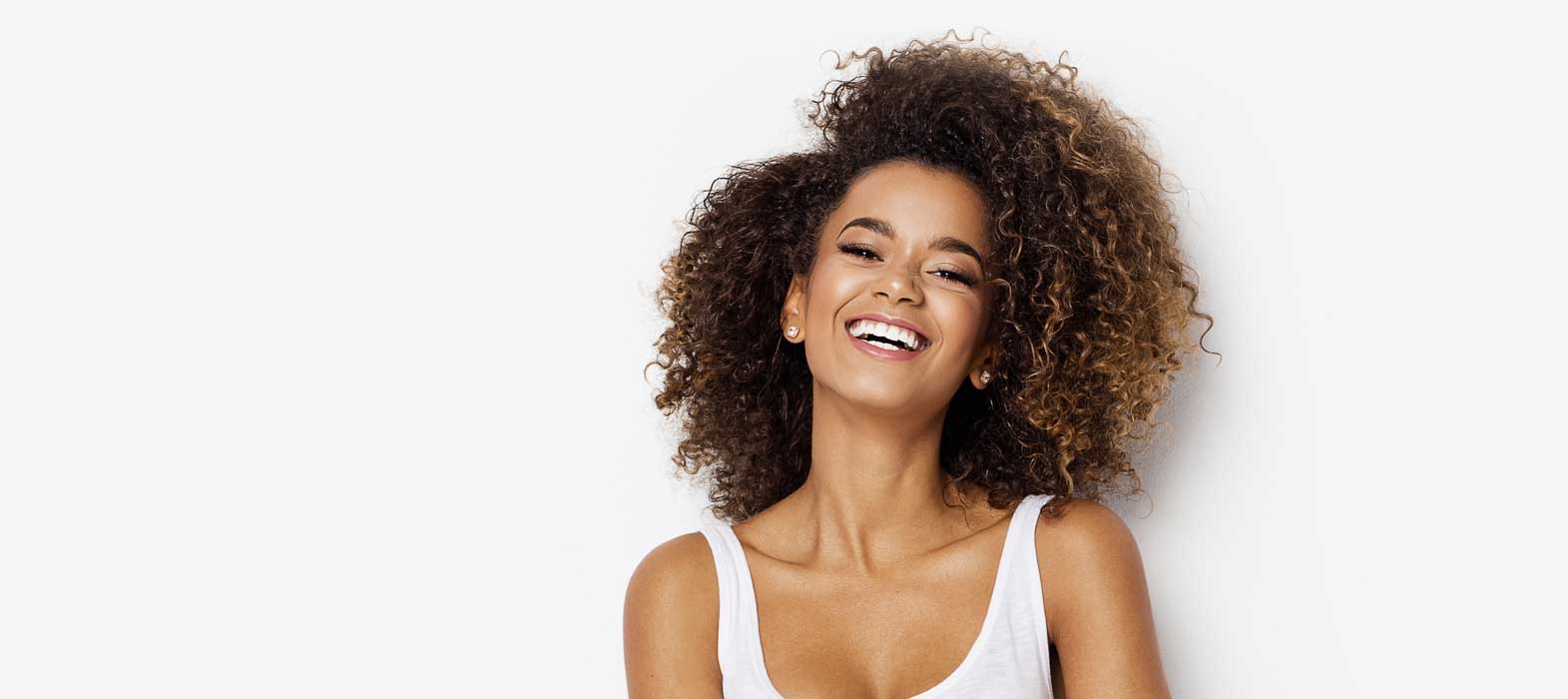 Young with afro and beautiful smile